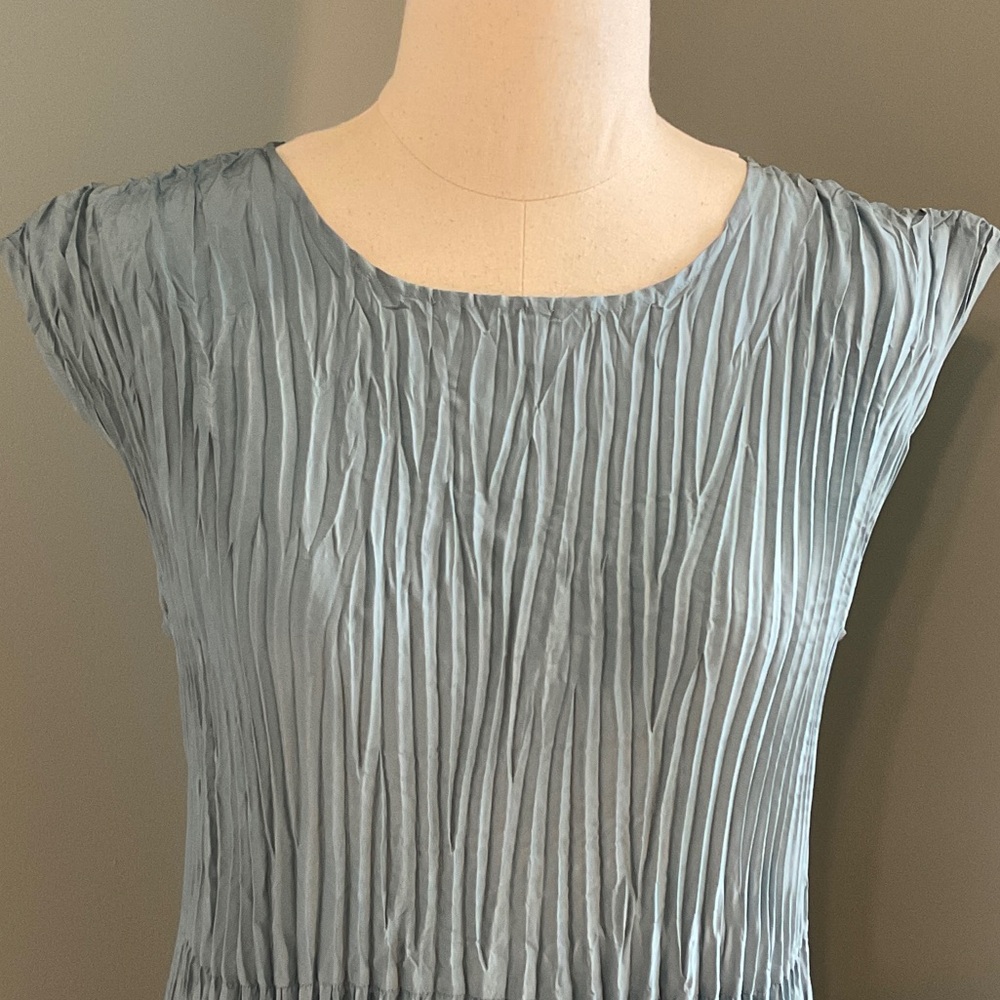 Eileen Fisher Dusty Blue Midi Dress - Picture 3 of 8